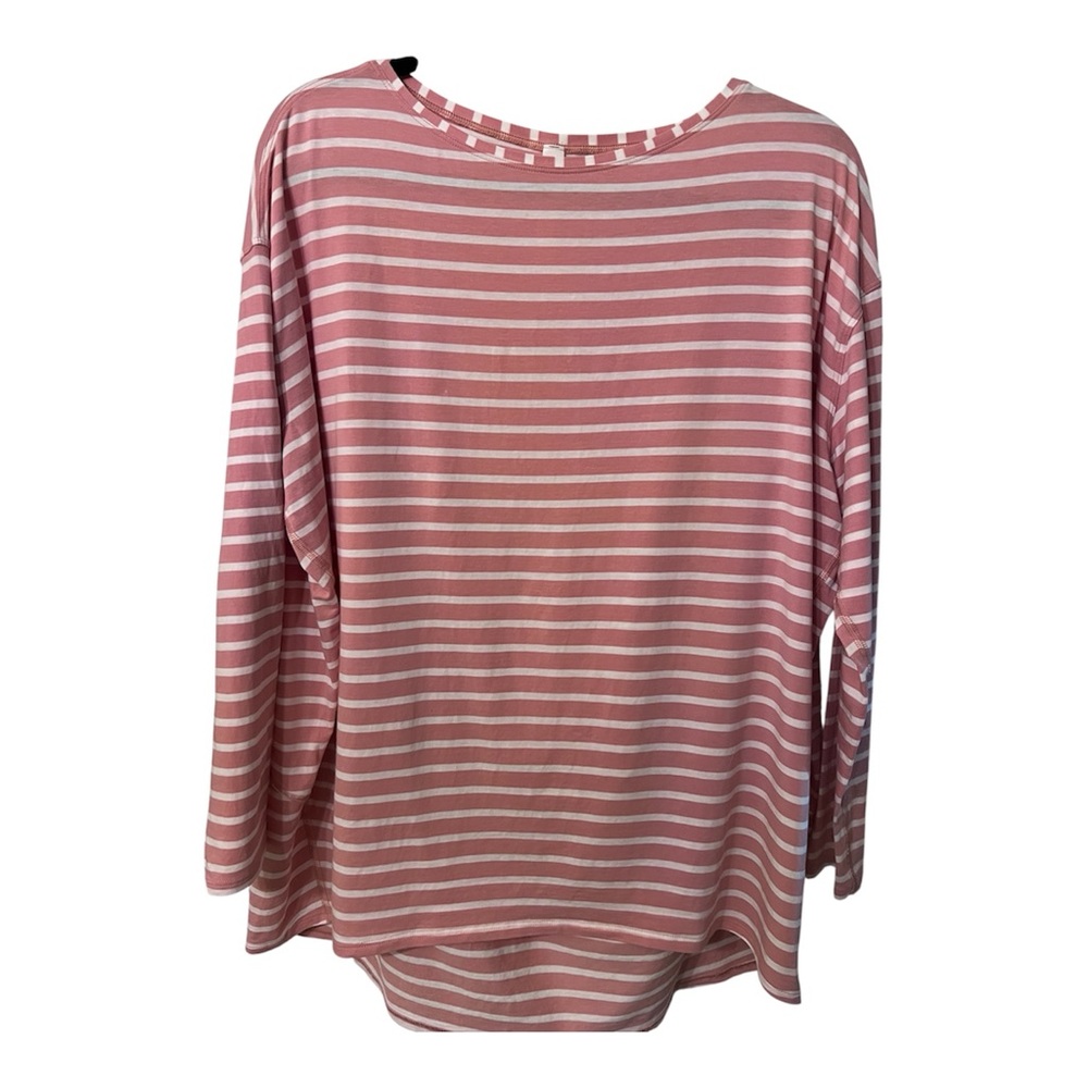 lululemon athletica Pink Stripe Back in  Action Long Sleeve Top